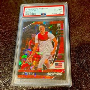 2020-21 Panini Prizm Draft Picks Red Ice Lamelo Ball #43 PSA 10 GEM MT Rookie RC